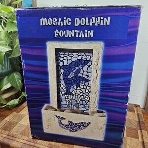 Mosaic Dolphin Fountain Spencer Gift New